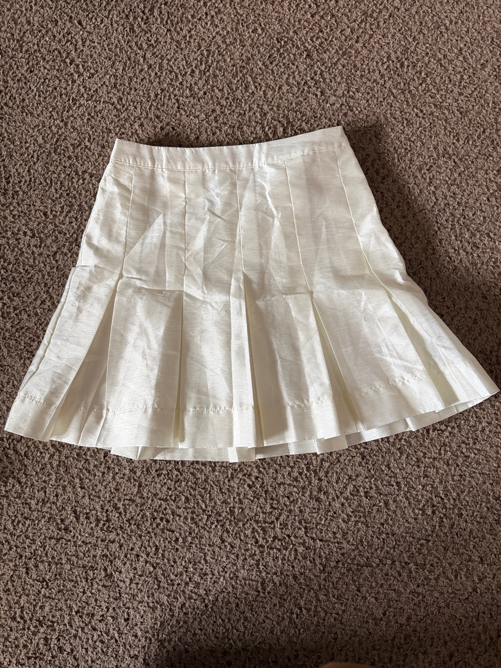 Anthropologie Cream Box-Pleat Skater Skirt